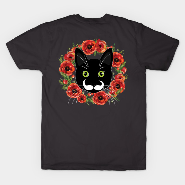 Mustache Cat with Flowers by EMthatwonders